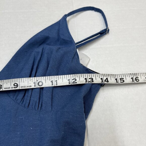 Japna Jumpsuit Womens S Blue‎ Linen Blend Wide Leg Tie Open Back Coastal Beachy - Picture 11 of 11